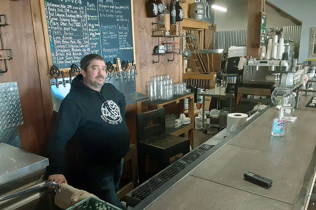Billy Jack Newman tends to quietness at the Rail Hop’n Brewing Co. on Auburn’s West Main Street. ROBERT WHALE, Auburn Reporter