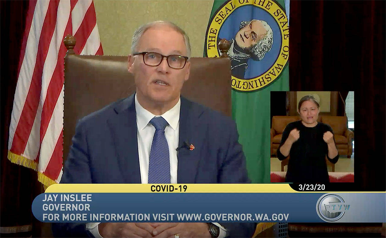 Washington Gov. Jay Inslee delivers a statewide TV address Monday. (TVW)