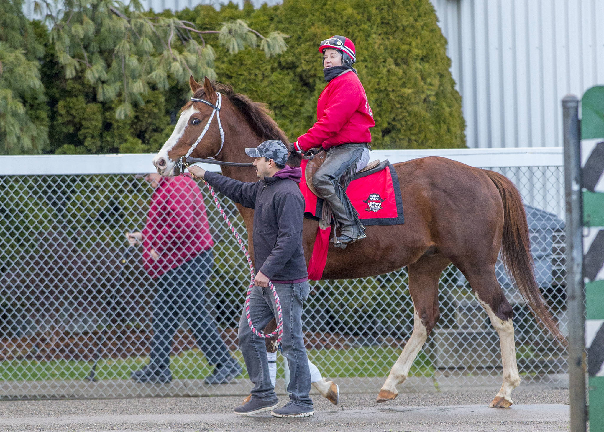 Barkley, the 2018 Longacres Mile champion, and Jennifer Whitaker were first on the track for winter training at Emerald Downs in February. COURTESY PHOTO, Emerald Downs