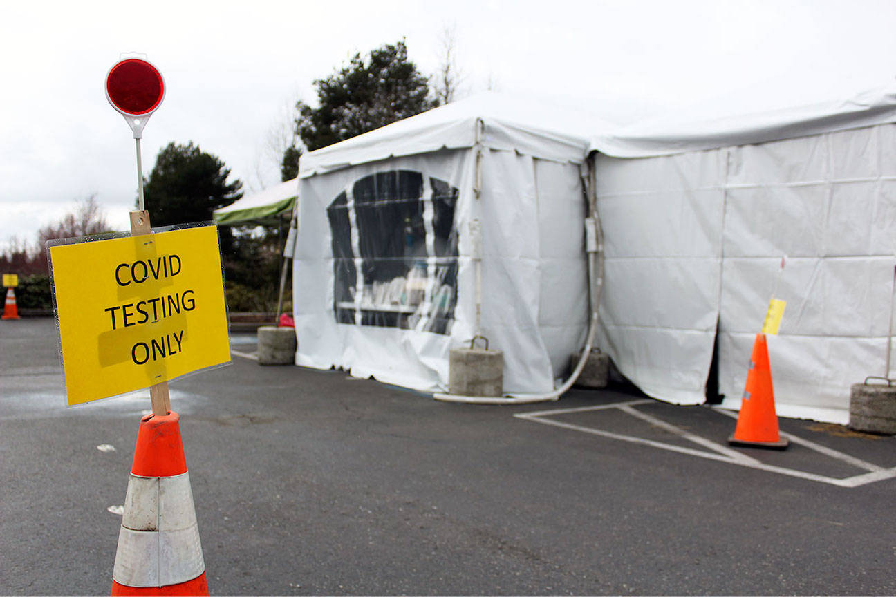 A COVID-19 screening tent outside of Enumclaw Medical Center opened on March 11. (Photo by Ray Miller-Still/Sound Publishing)