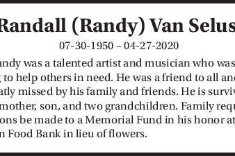 Obituary: Randall (Randy) Van Selus