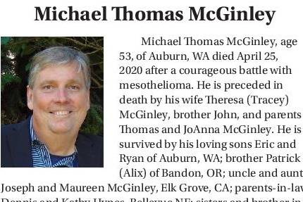 Obituary: Michael Thomas McGinley