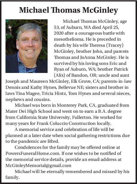 Obituary: Michael Thomas McGinley