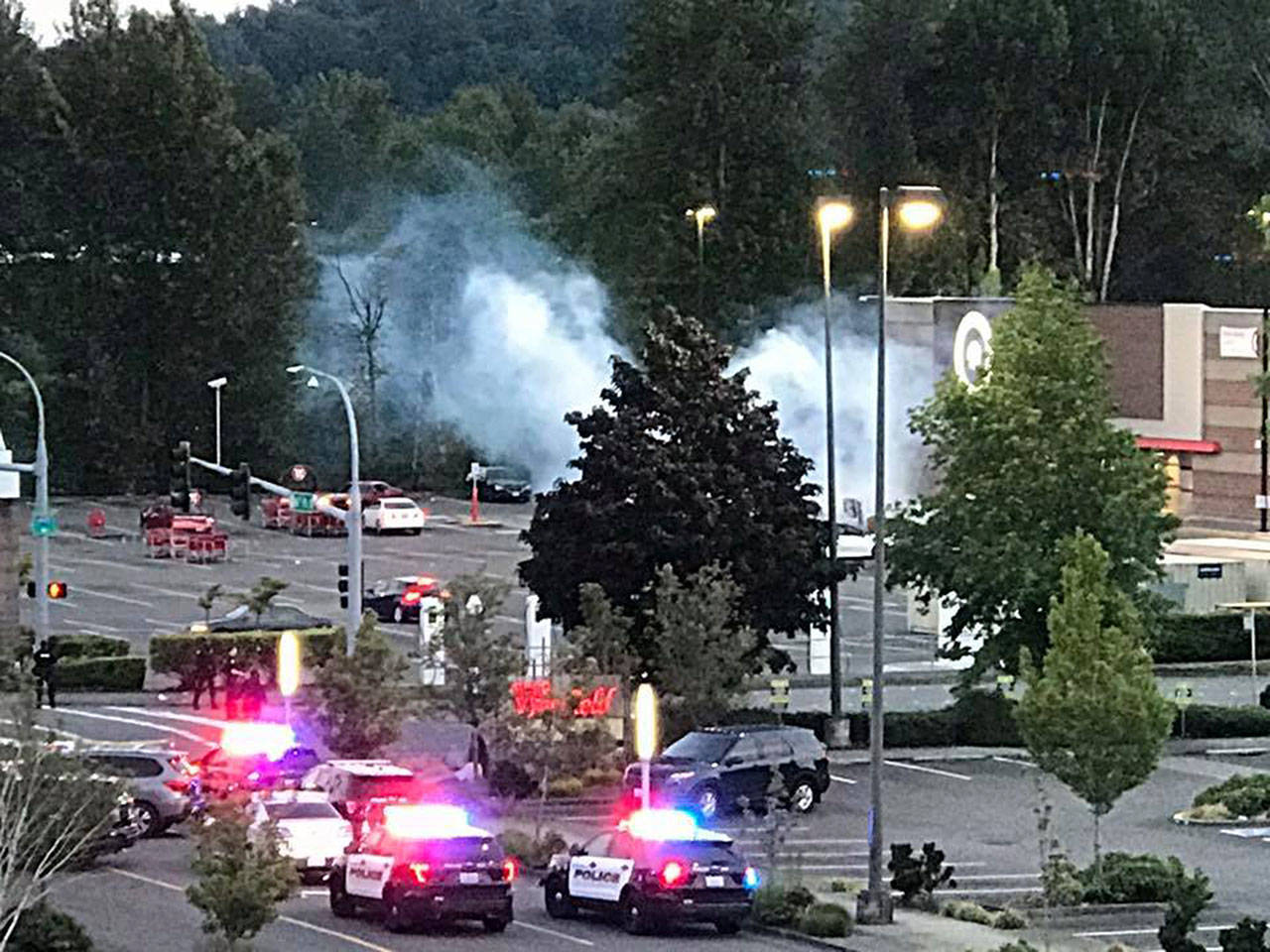 Tukwila Police use tear gas to get looters out of the Target store on Sunday night, May 31. COURTESY PHOTO, Tukwila Police