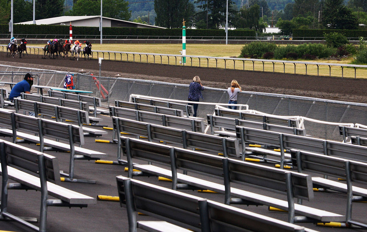 A handful of owners were the only ones on site for Emerald Downs opening day June 24 as spectators were not allowed because of the COVID-19 restrictions. STEVE HUNTER, Kent Reporter