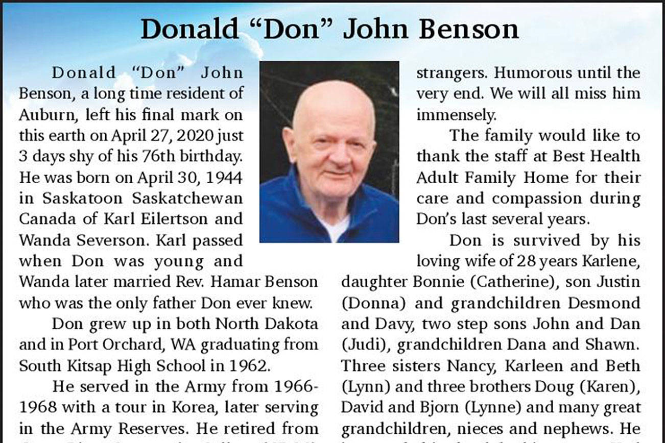 Donald John Benson | Obituary