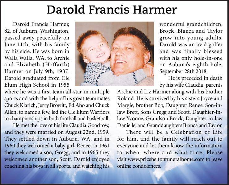 Obituary: Darold Francis Harmer