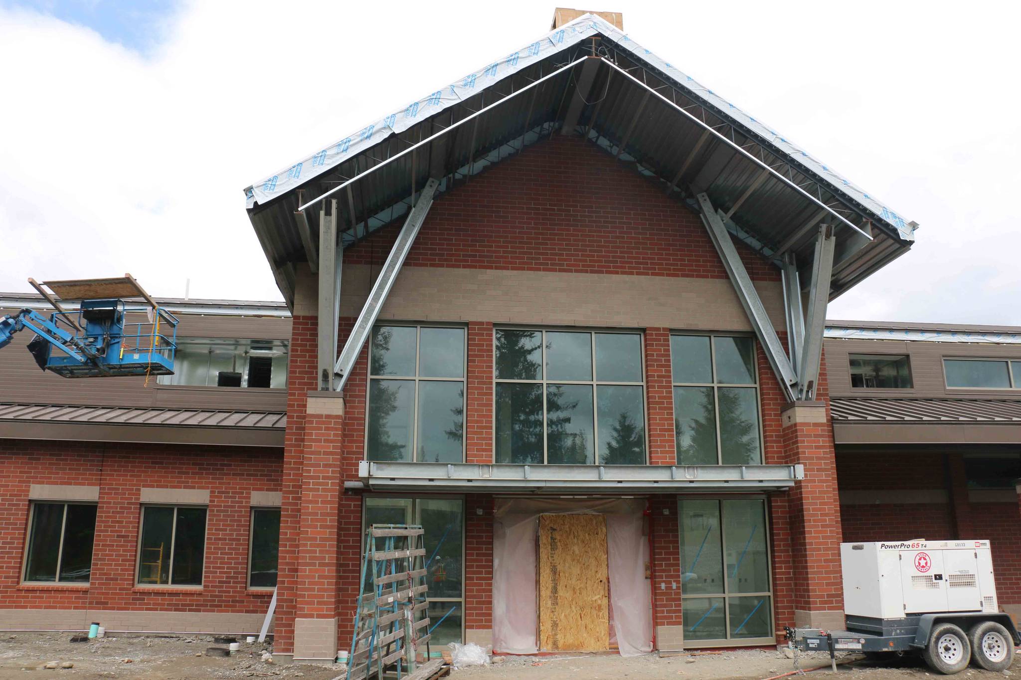 The main entrance of Bowman Creek elementary school, under construction in May. Courtesy photo
