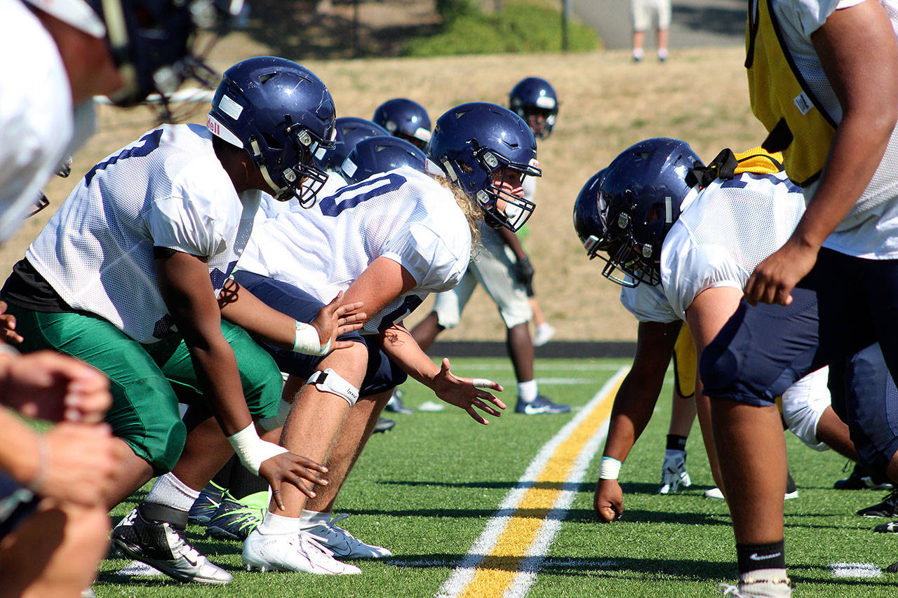 The Todd Beamer Titans football team during a 2019 summer practice. Olivia Sullivan/staff photo