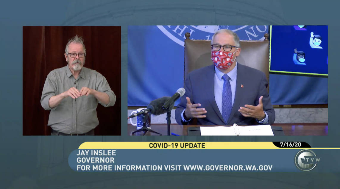 Gov. Jay Inslee speaks about the state’s actions in response to COVID-19 on Thursday. (TVW)