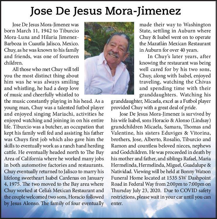 Jose De Jesus Mora-Jimenez | Obituary