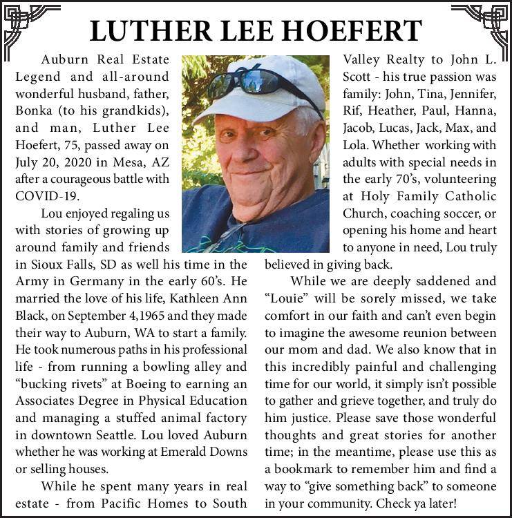 Luther Lee Hoefert | Obituary