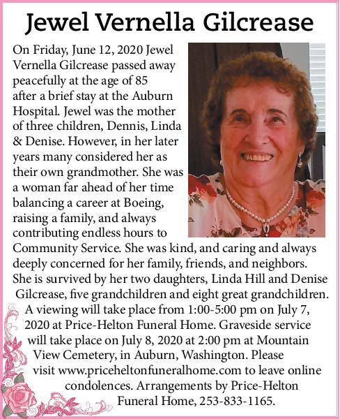 Jewel Vernella Gilcrease | Obituary