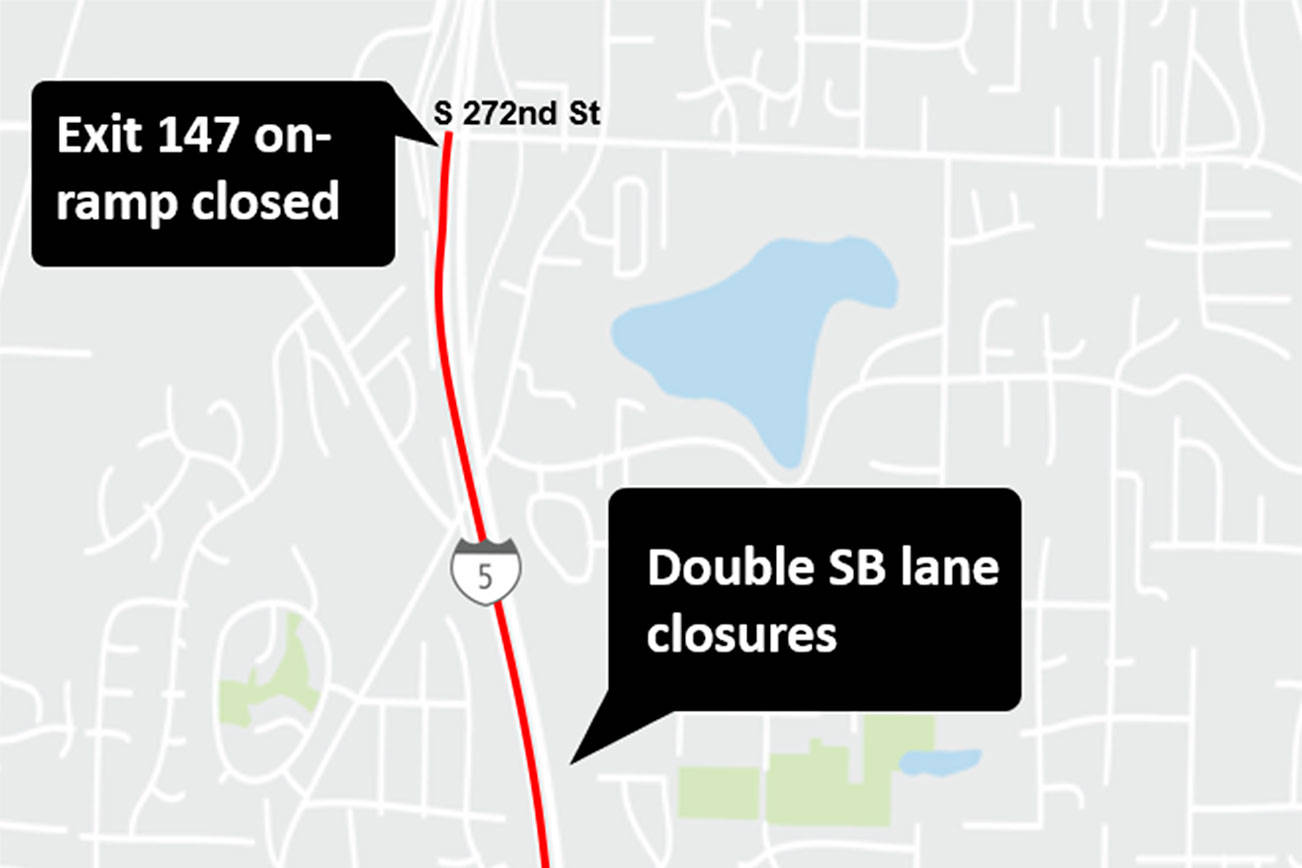 I-5 closures near Federal Way this week for Sound Transit construction