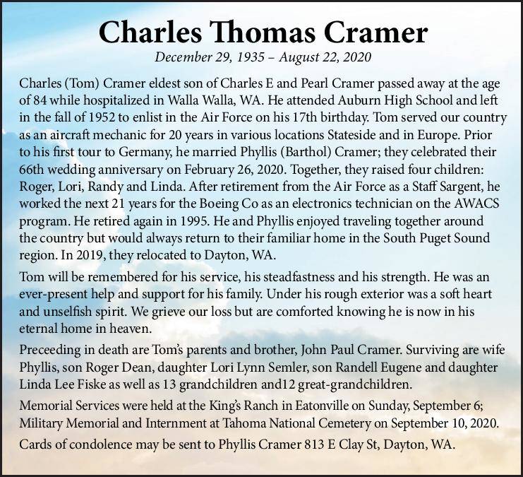 Charles Thomas Cramer | Obituary