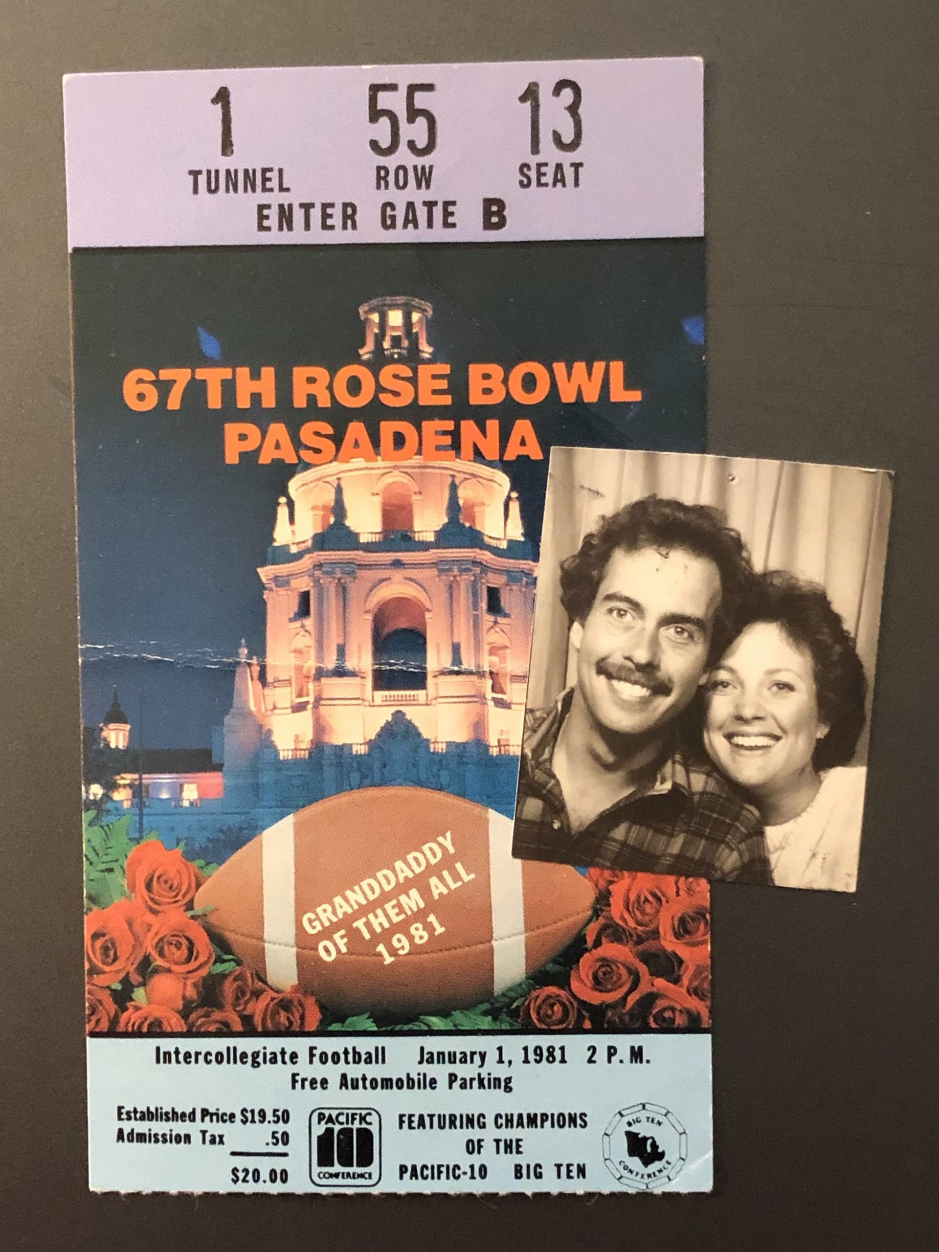 Guest columnist Greg Asimakoupoulos took his future wife, Wendy, to the Rose Bowl game between Washington and Michigan. Courtesy photo