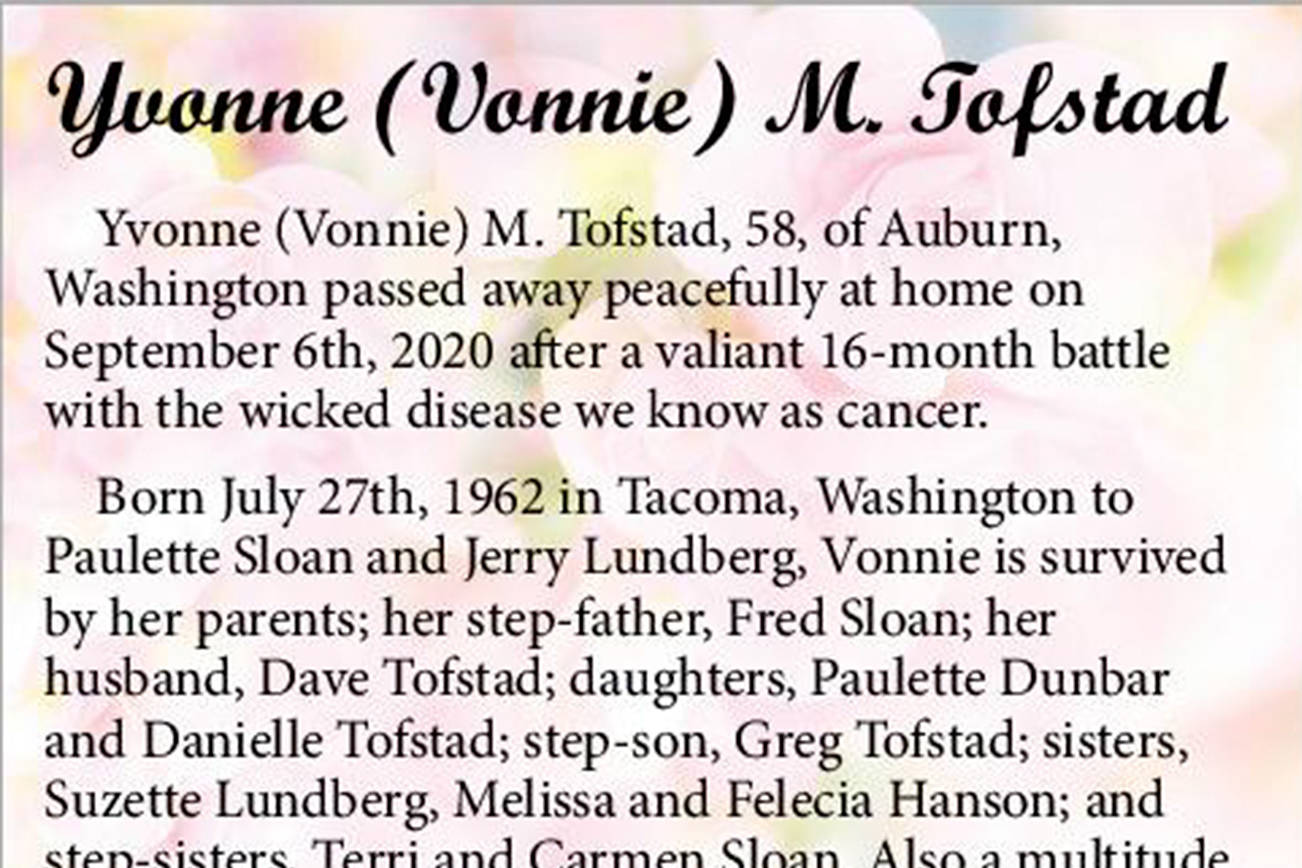 Yvonne (Vonnie) M. Tofstad | Obituary