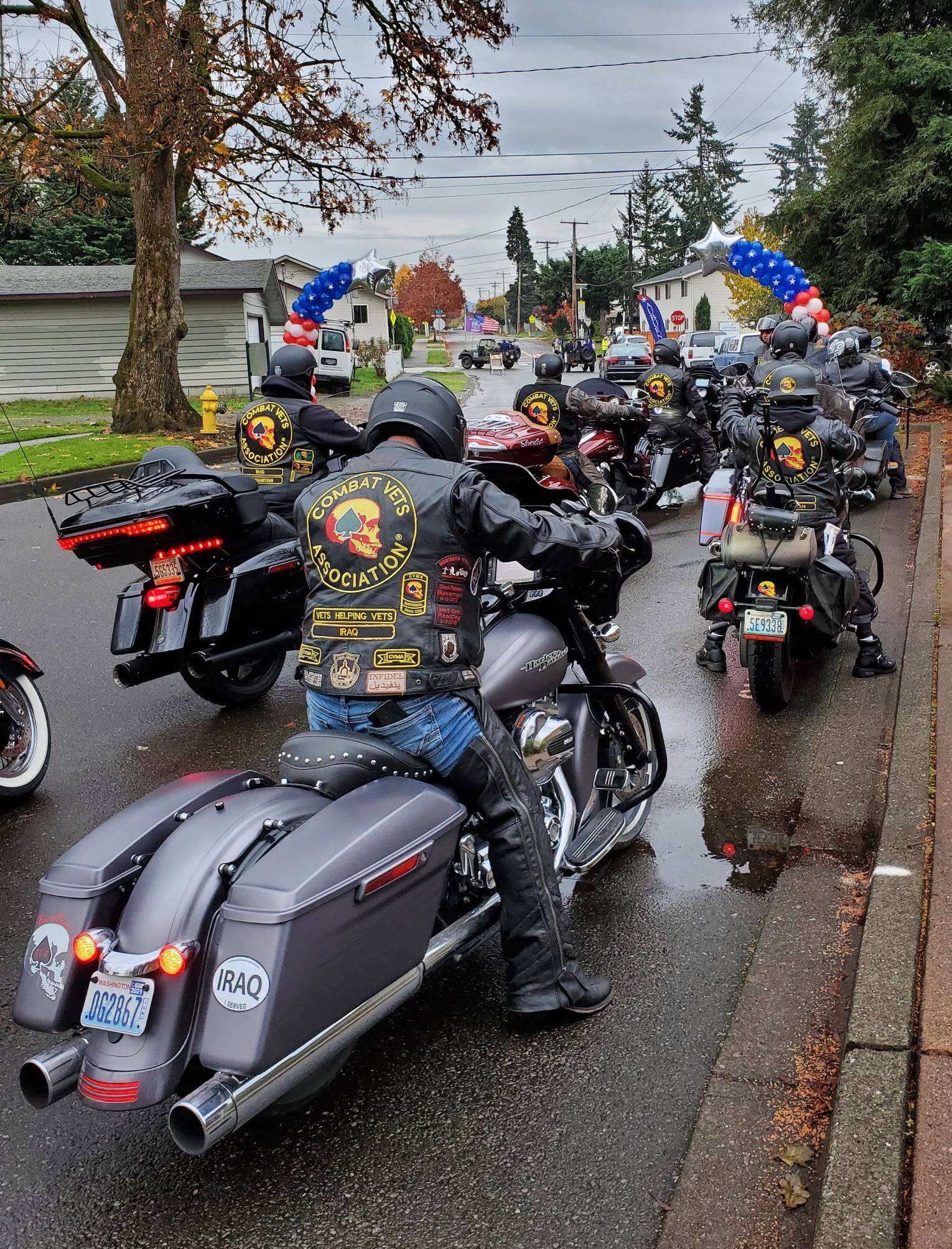 Veterans line up for their vehicle procession along Main Street last Saturday, a scaled down version of the usual Veterans Day Parade owing to strictures of COVID-19.