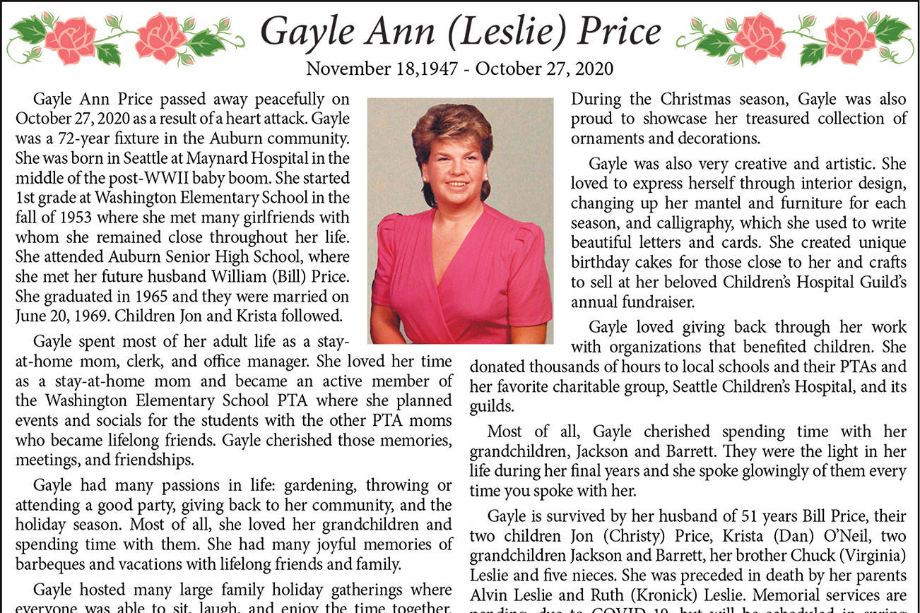 Gayle Ann (Leslie) Price