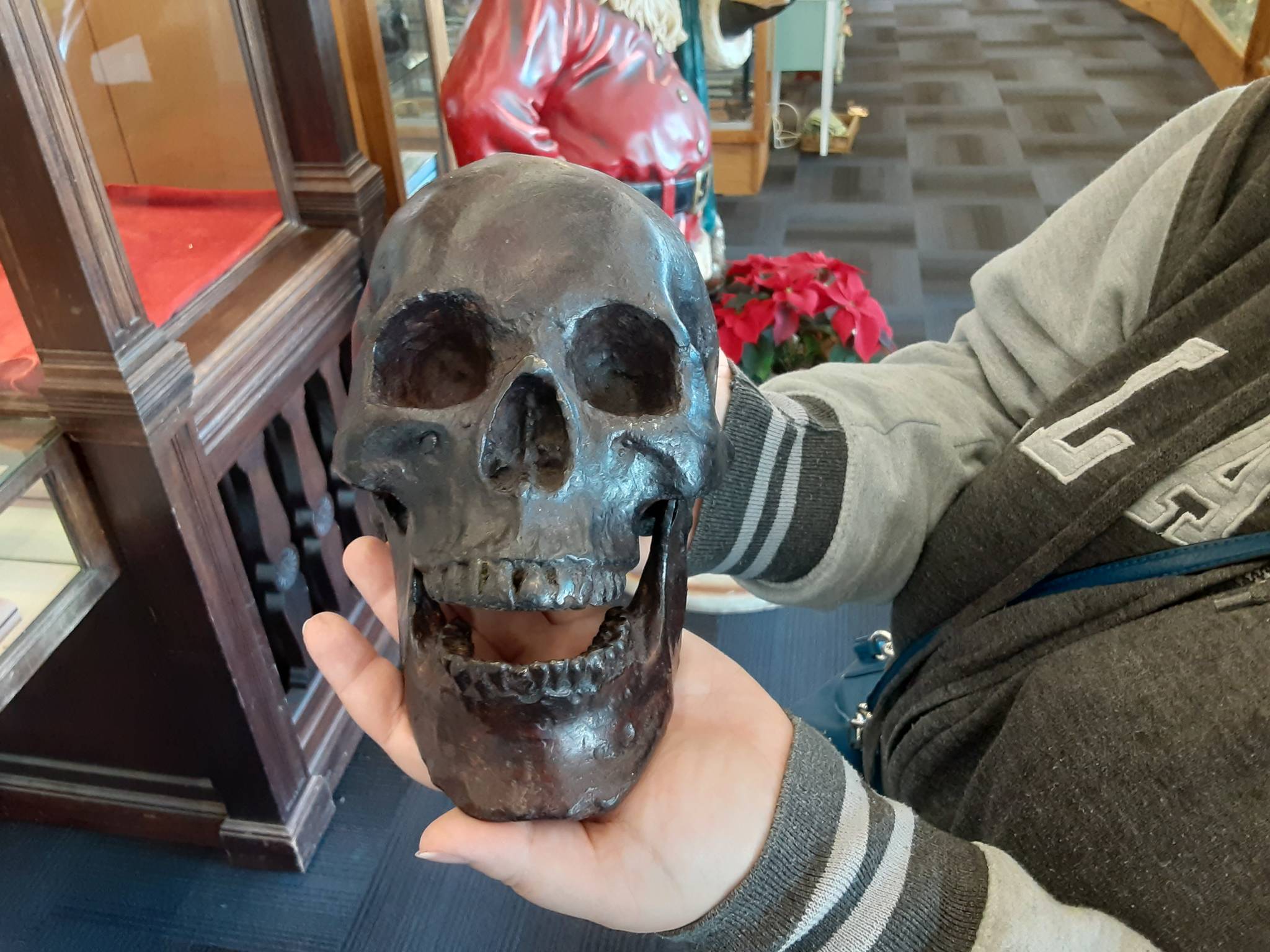 This bronze skull is one of the fascinating items for sale at Antique Marketplace at the site of the former Joanne’s Fabrics on Howard Road. Robert Whale, Auburn Reporter