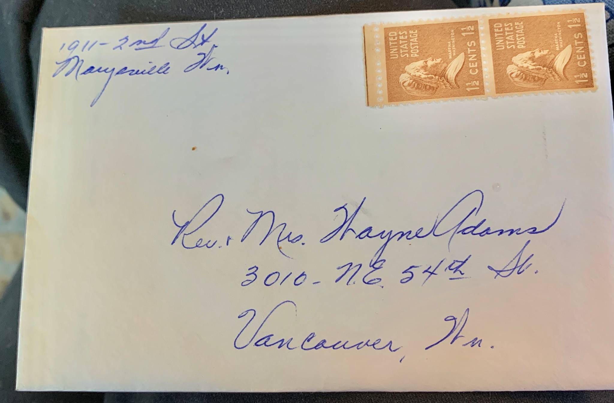 A Christmas card from December 1956 was sealed and stamped. But for some reason it had never been mailed. Courtesy photo