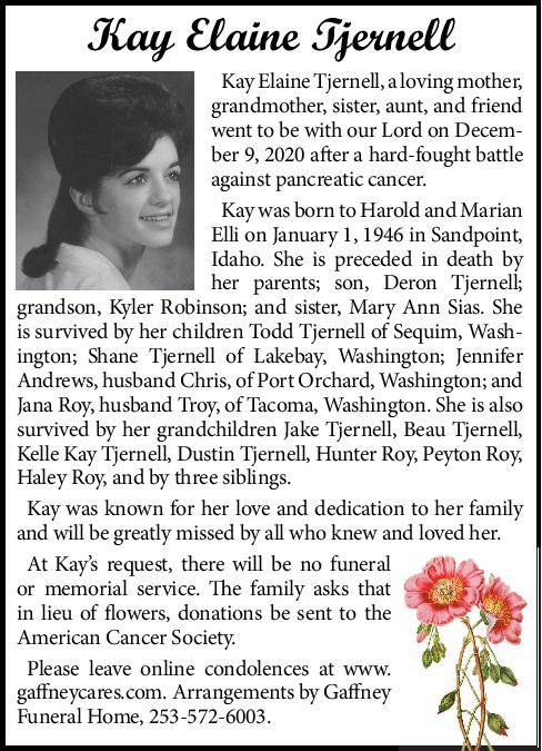 Kay Elaine Tjernell | Obituary