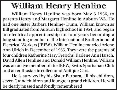 William Henry Henline | Obituary