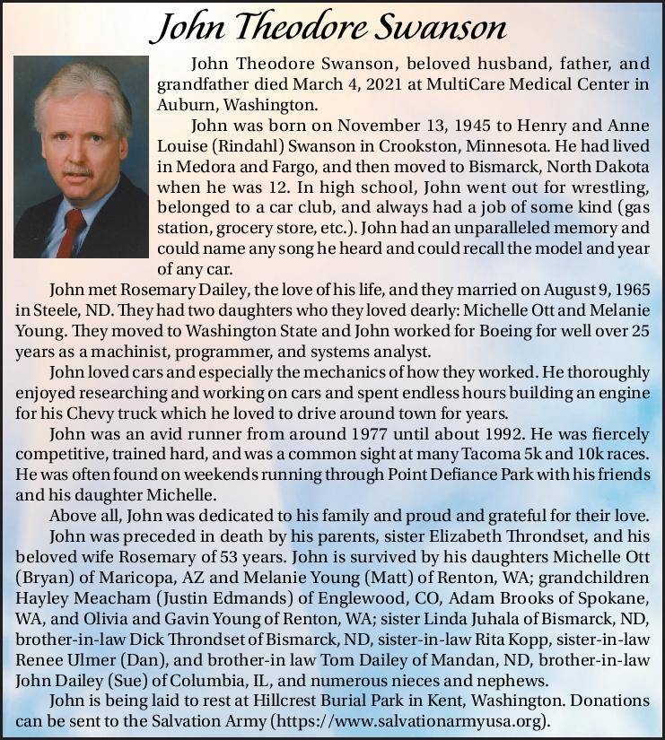 John Theodore Swanson | Obituary