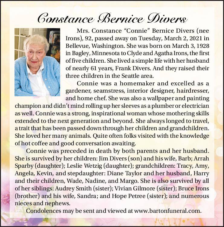 Constance Bernice Divers | Obituary