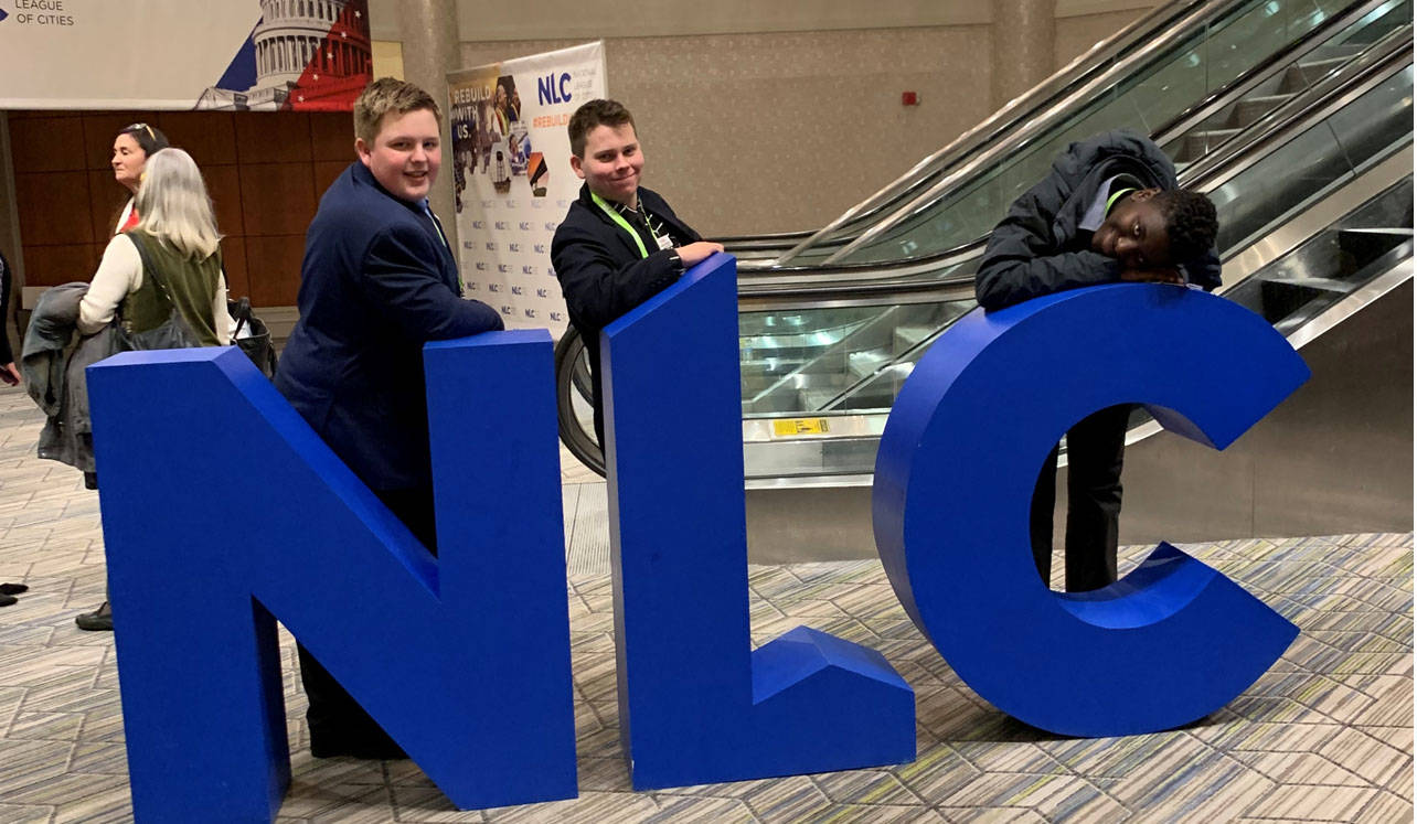 Pictured above: (L-R) Waylon Menzia, Brandon Berend and Jonathan Mulenga at the National League of Cities Youth Conference in Washington, D.C. (Courtesy of the City of Auburn)