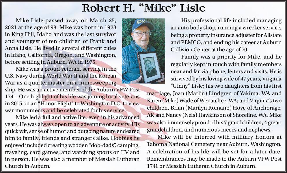 Robert H. "Mike" Lisle | Obituary