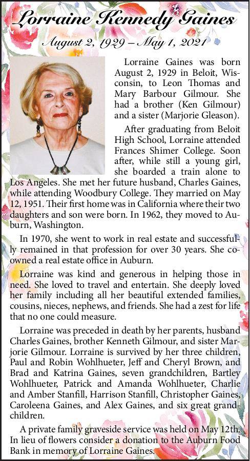 Lorraine Kennedy Gaines | Obituary