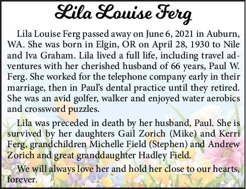 Lila Louise Ferg | Obituary
