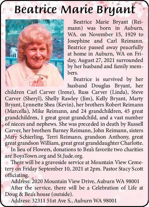 Beatrice Marie Bryant | Obituary