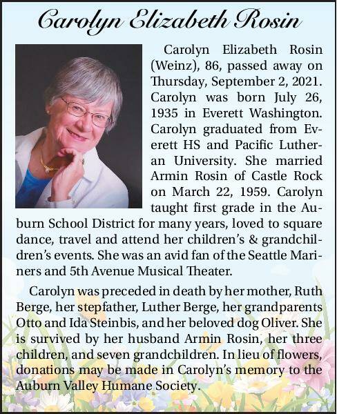 Carolyn Elizabeth Rosin | Obituary