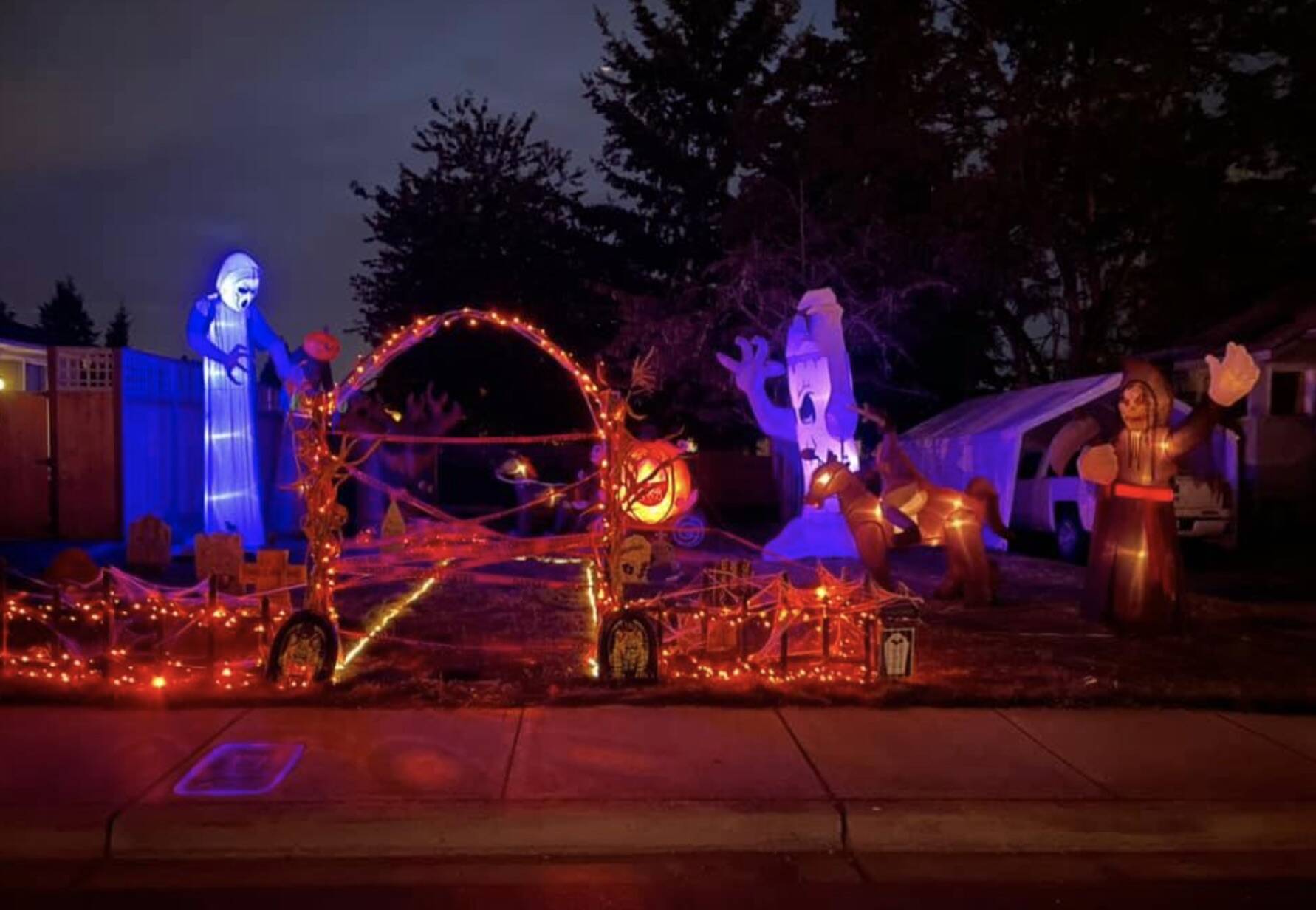 Halloween decorations on display on D Street. Photo courtesy of D Street Lights.