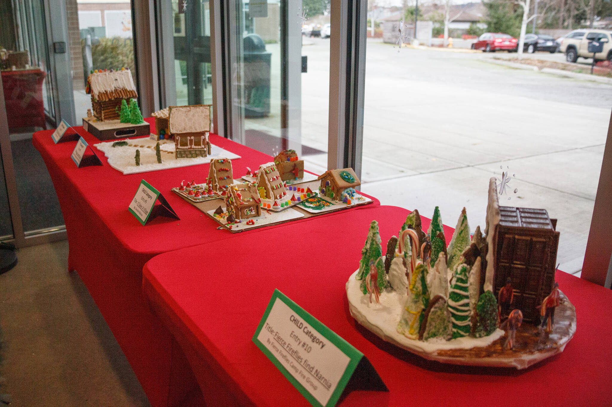 Gingerbread houses built by youth in Auburn are on display at the Auburn Community and Event Center. Photo by Henry Stewart-Wood/Sound Publishing