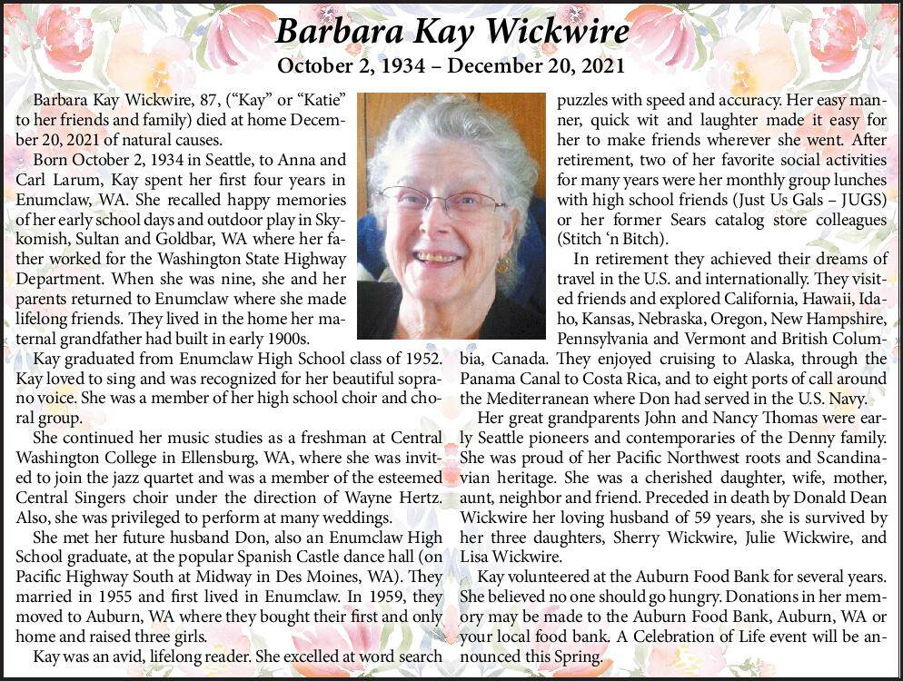 Barbara Kay Wickwire | Obituary