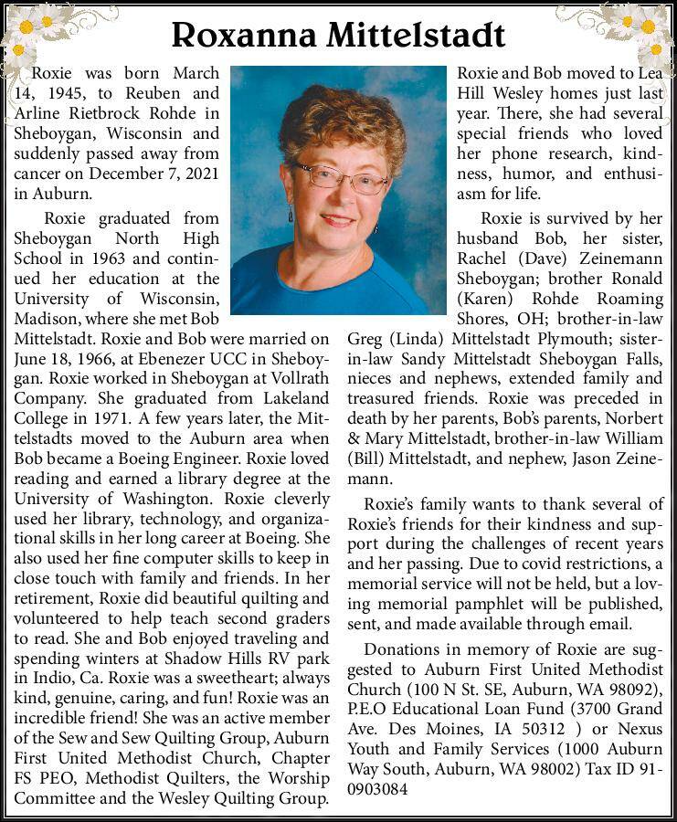 Roxanna Mittelstadt | Obituary