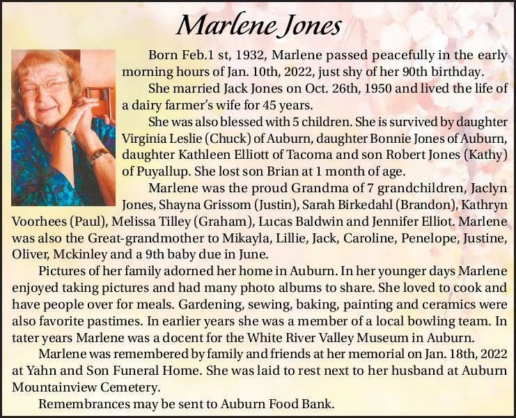 Marlene Jones | Obituary