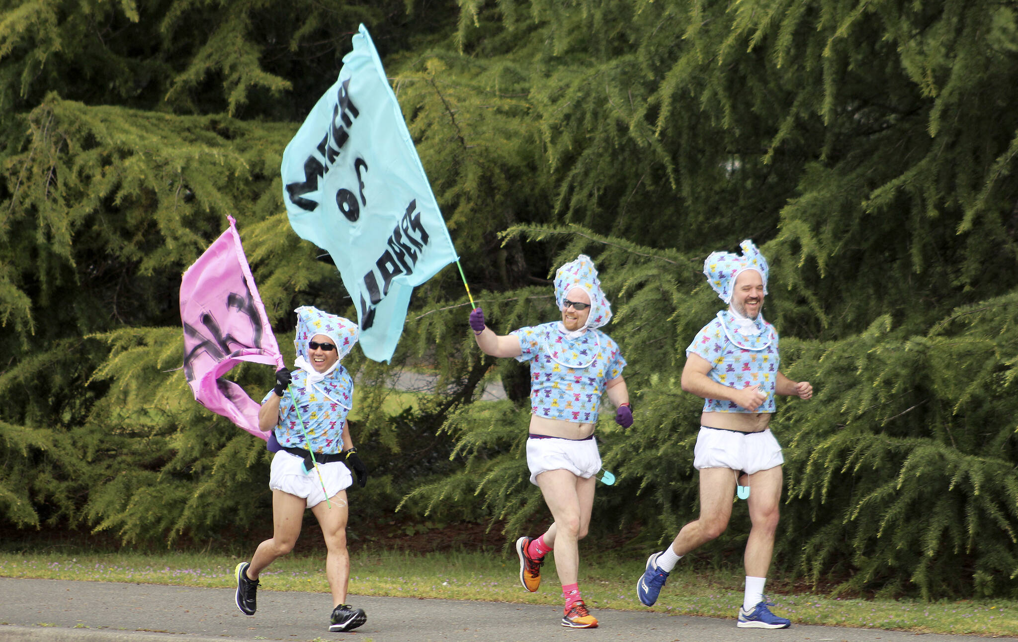 The 2019 March of Diapers fundraiser event collected 153,362 diapers, celebrating with a diaper run along SW 320th Street in Federal Way. Olivia Sullivan/staff photo