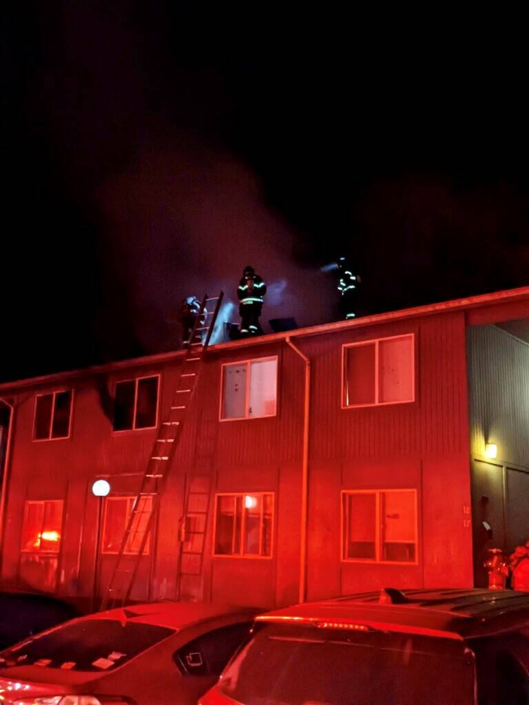 VRFA and South King Fire crews fought an early morning fire on April 7 at the Auburn Manor Apartments in the 900 block of 14th Street Northeast. All occupants got out safely, but four of the nine apartments were affected: one with smoke and water damage; a second with water and smoke damage; and the other two sustained smoke damage. The VRFA estimates damage to the structure at $250,000, and  damage to the contents at $150,000 The cause of the fire is undetermined. Photo courtesy of VRFA.