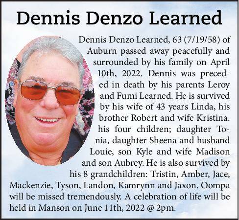 Dennis Denzo Learned | Obituary
