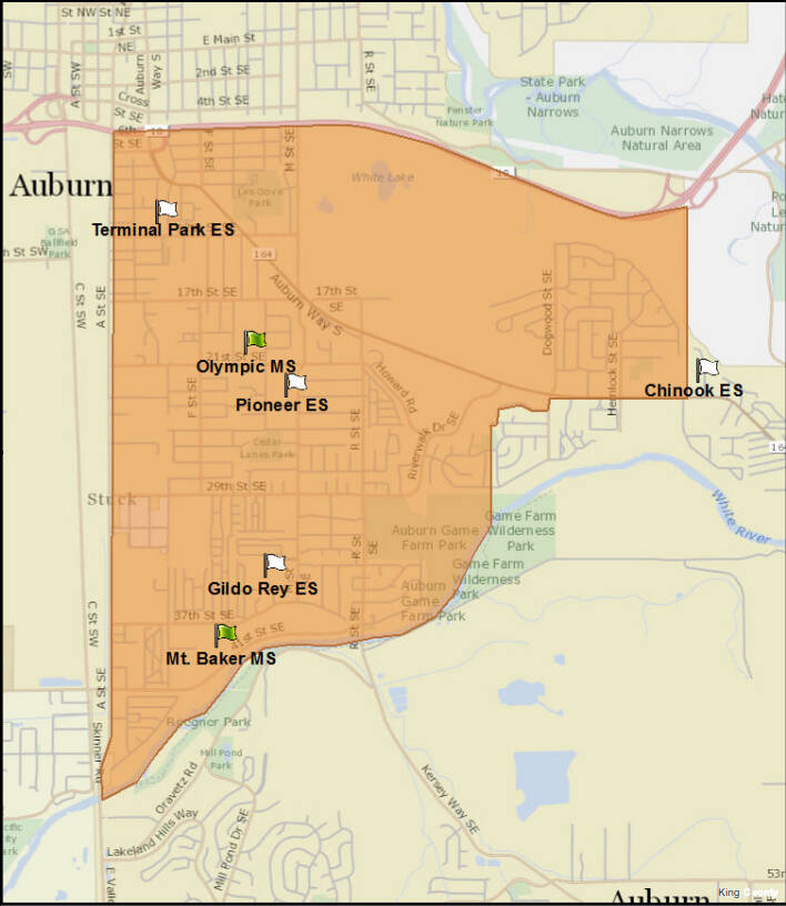 Map of Auburn School District 3. Photo courtesy of the Auburn School District.