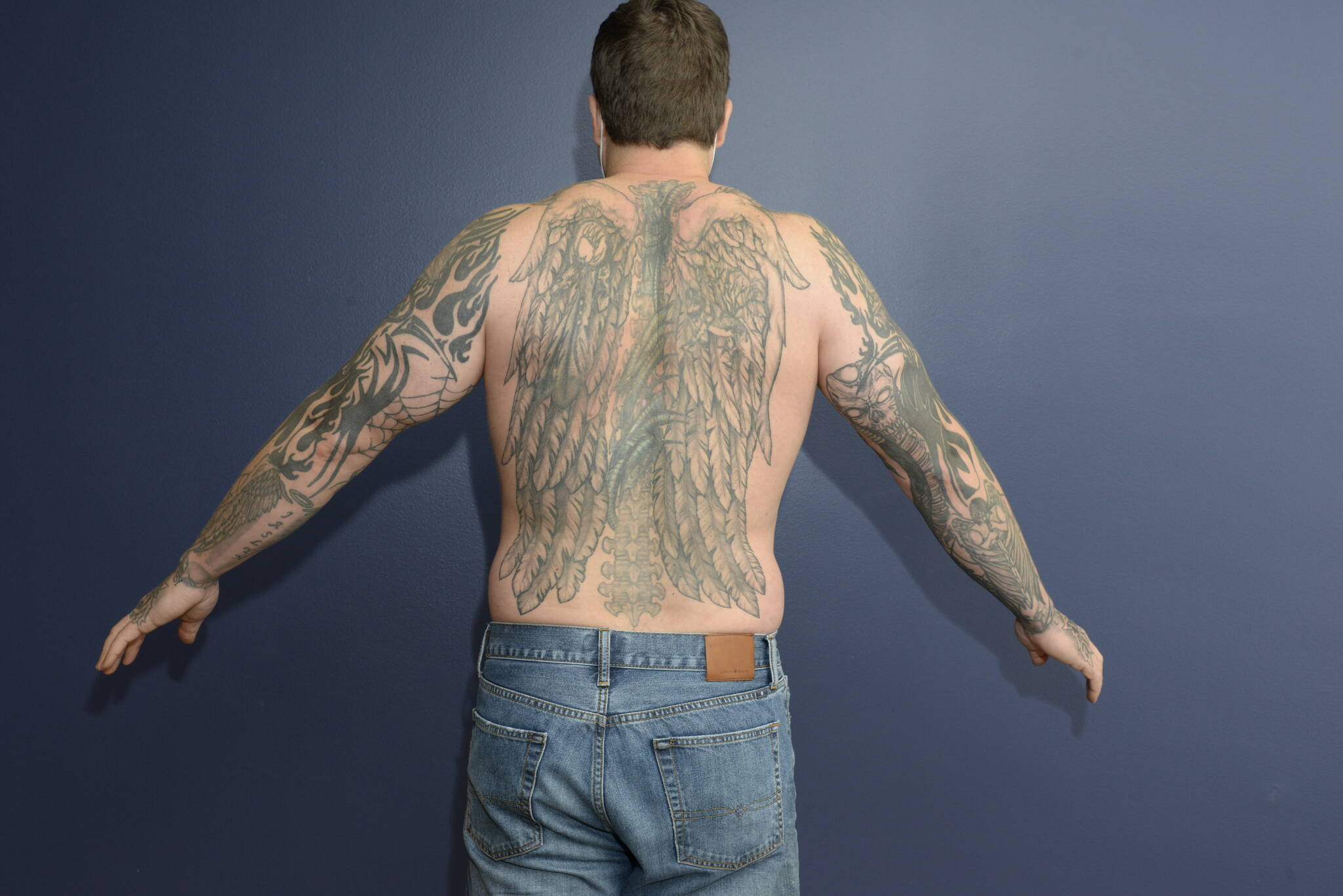 Photo of Auburn Police officer Jeffrey Nelson’s tattoos. A King County Superior Court Judge decided many of Nelson’s tattoos contained wording or imaging that would prejudice potential jurors. An additional 40 images have to be redacted prior to being released. (Courtesy photo)