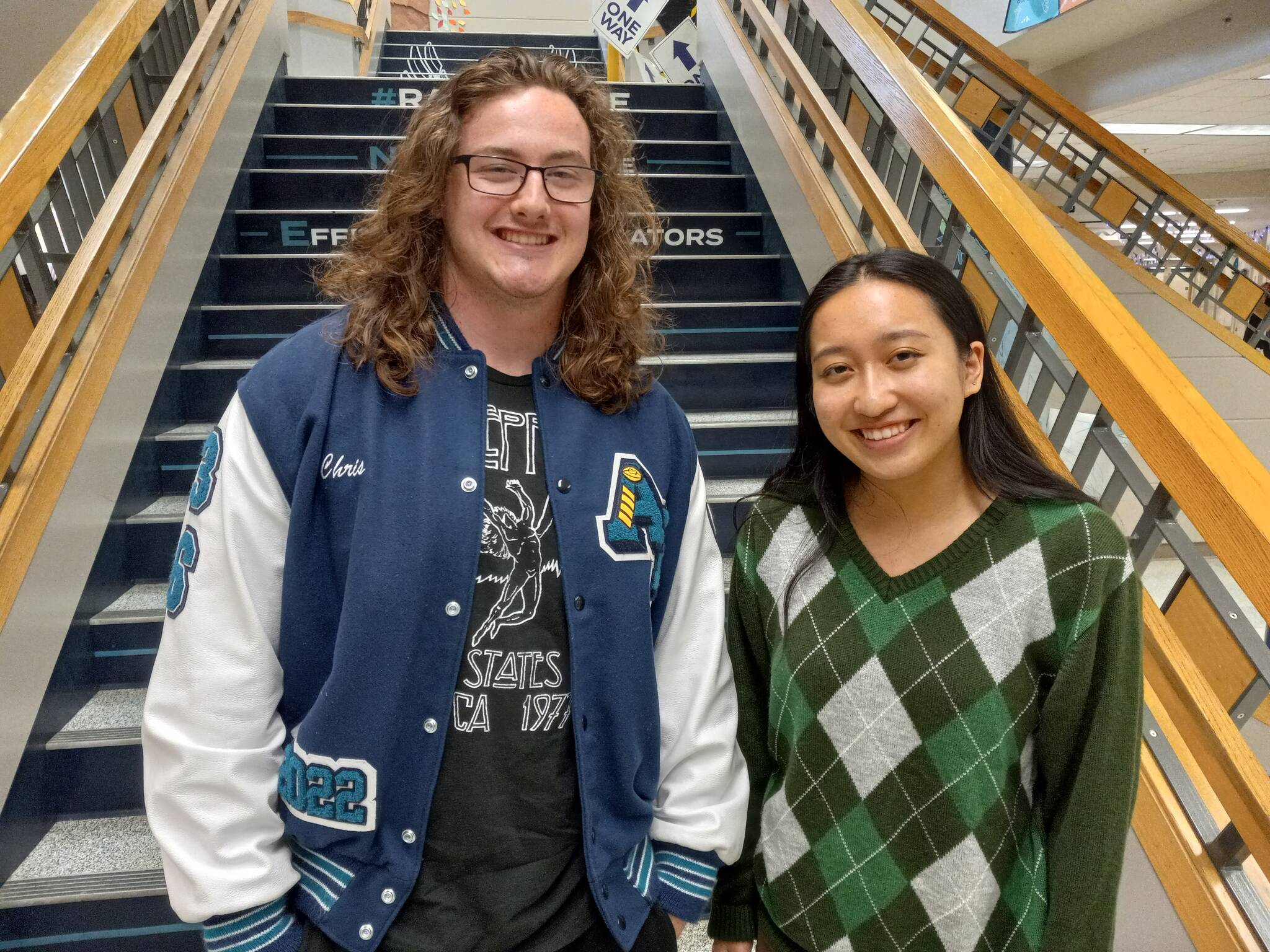 Auburn Riverside High School seniors Chris Holt, left, and Isabel Yu will graduate this weekend. He is bound next fall for George Fox University, while she will attend Wellesley College in Boston. Photo by Robert Whale/Auburn Reporter