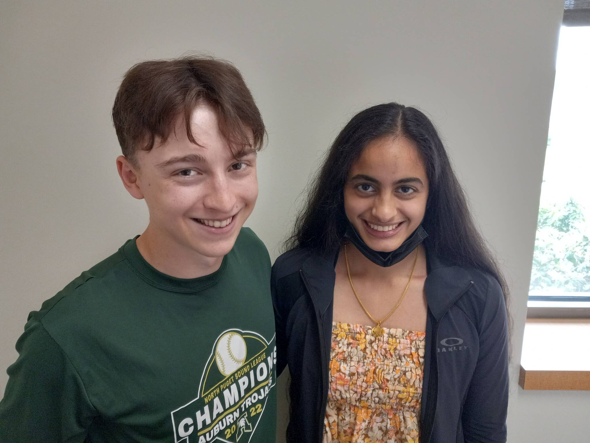 Ethan Smetheram, left, and Harjot Rai will graduate this weekend from Auburn High School, the first class since the pandemic hit in 2020 to enjoy a full school year’s worth of activities at their actual school. (Photo by Robert Whale/ Auburn Reporter)