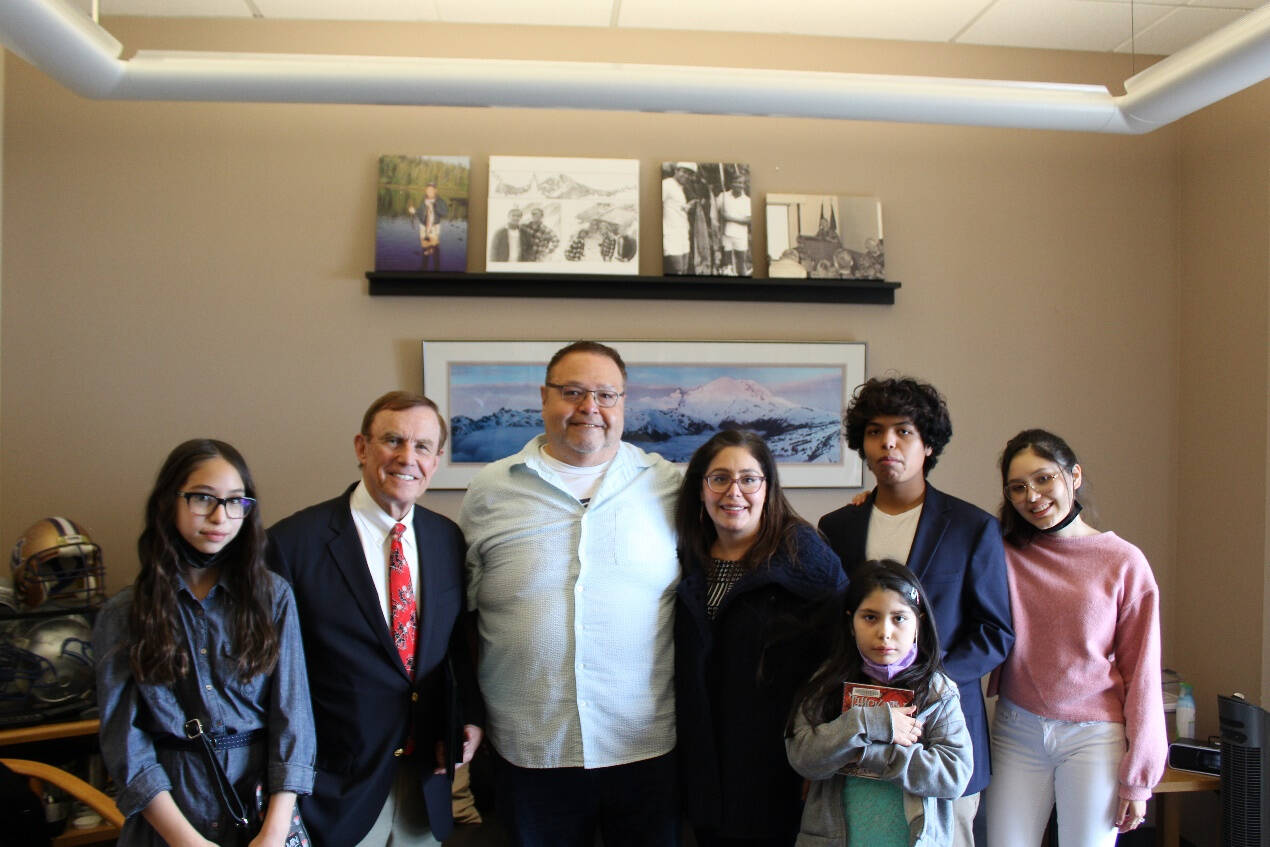 Photo courtesy of Pete von Reichbauer’s office
John Daniels Jr. and his family pose for a photo with King County Councilmember Pete von Reichbauer.