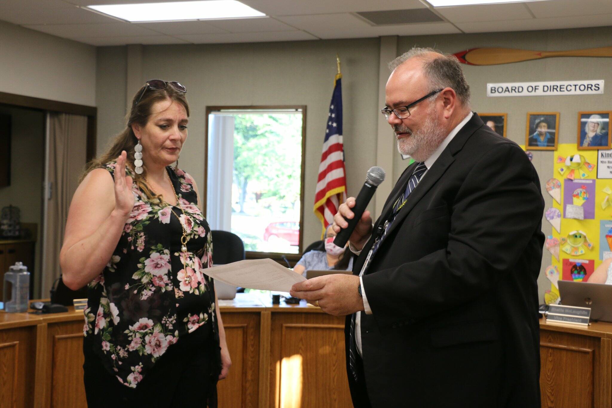 Photo courtesy of Auburn School District
Valerie Gonzales is sworn in by Auburn School District Superintendent Alan Spicciati on June 27.