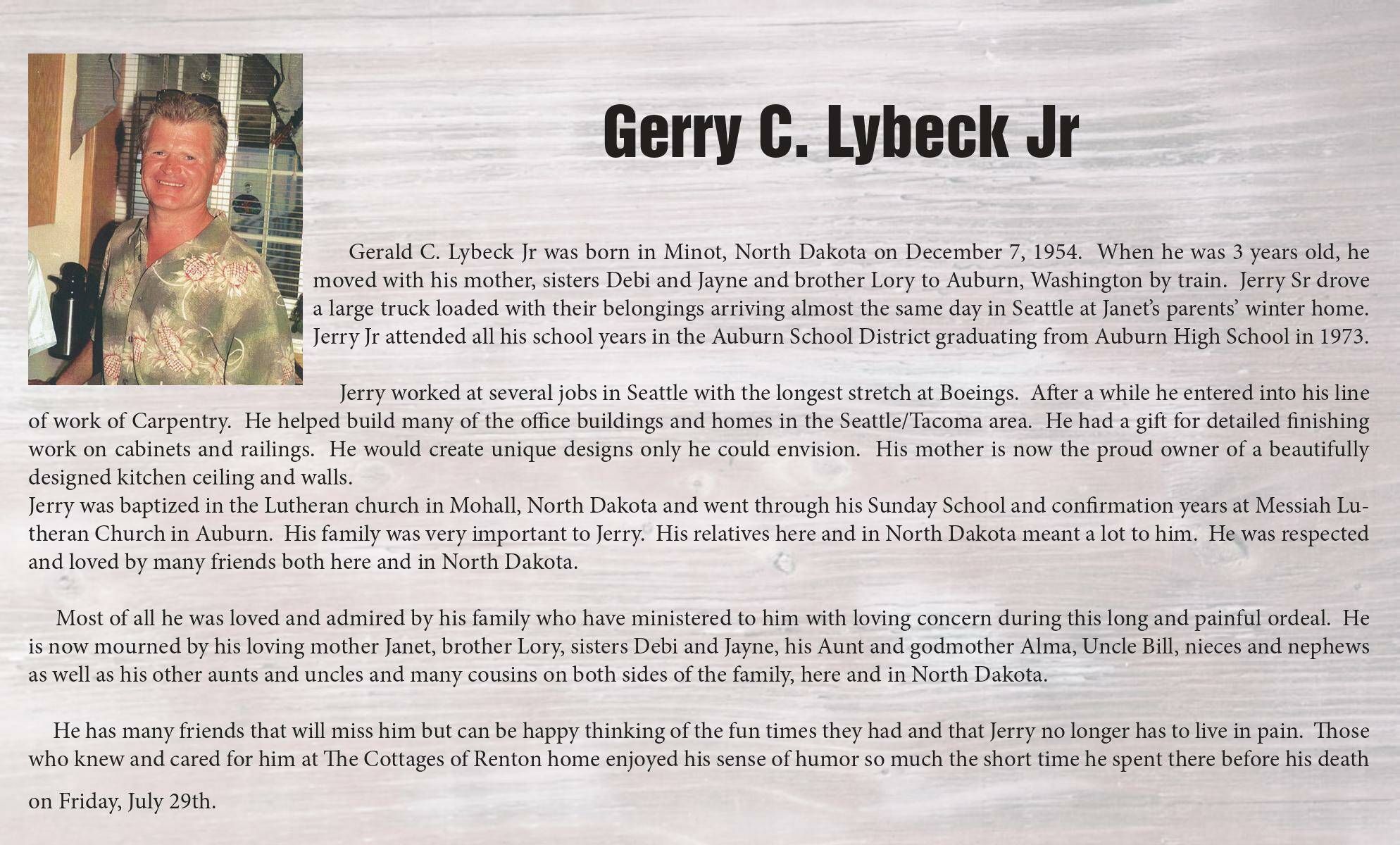 Gerald C. Lybeck Jr | Obituary